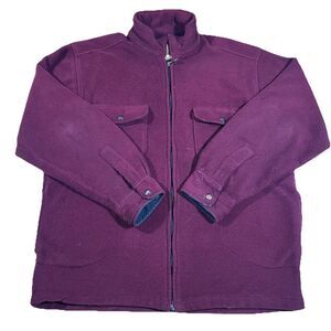 Vintage Woolrich Burgundy Full Zip Fleece Jacket Made in USA Men's Large